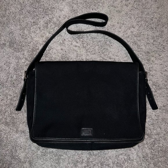 Coach Men’s Black Nylon Computer Laptop Messenger Cross Body Bag H1R-5115 - Picture 1 of 10